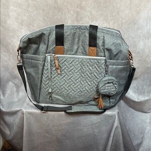 Quilted Gray Insulated Diaper Bag